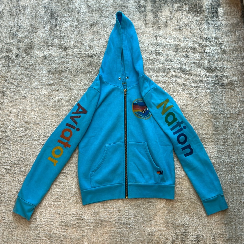 Kids Aviator Nation Laguna Beach Zip Hoodie - Neon blue
